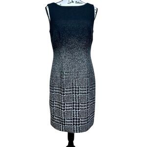 Talbots wool blend houndstooth sleeveless  black / grey dress size 8P Petites